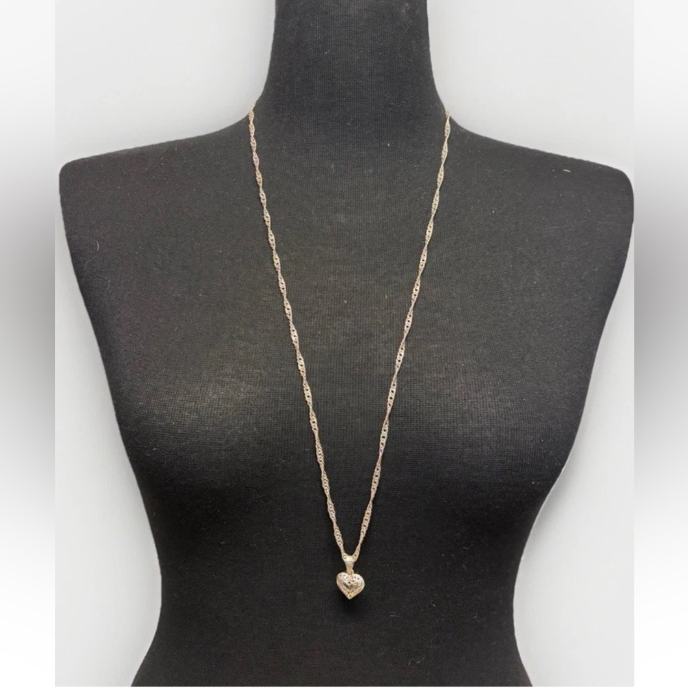 Sterling 31-Inch Twist Chain with Filigree Heart Pendant #4999